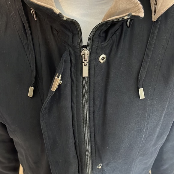 London Fog zip & button jacket removable hood lined pockets adjustable waist S - Picture 3 of 16
